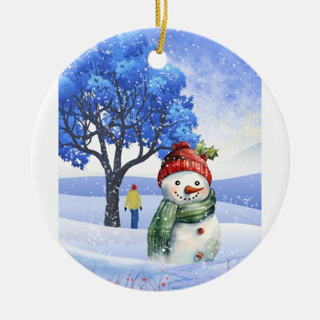 SCHNEE FUN AN EINEM WINTERTAG KERAMIK ORNAMENT (Vorne)