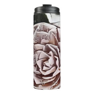 Schnee gefrorene Rose Zeichnung Thermosbecher
