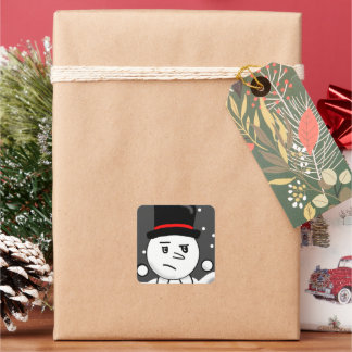 Schnee Gezeichnet Hank Sticker! Quadratischer Aufkleber