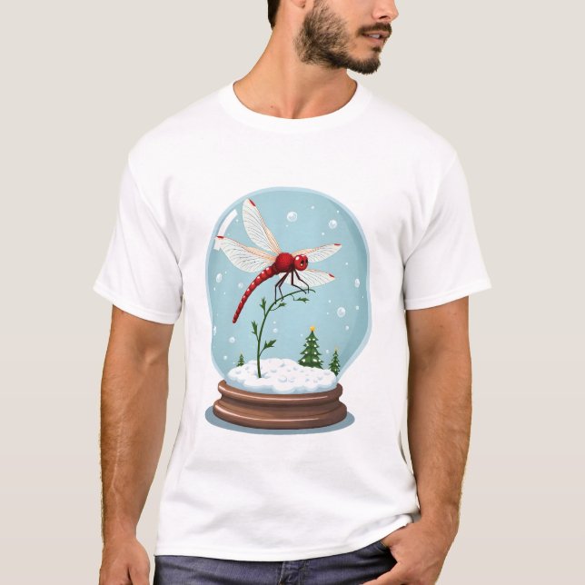 Schnee-Glaskugel-Libelle T-Shirt (Vorderseite)