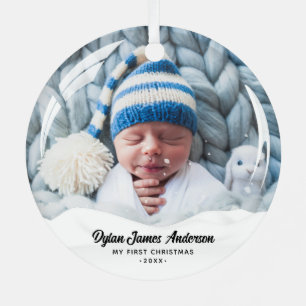 Schnee-Globus-Effekt Baby's 1. Weihnachten 2-Foto Ornament Aus Metall