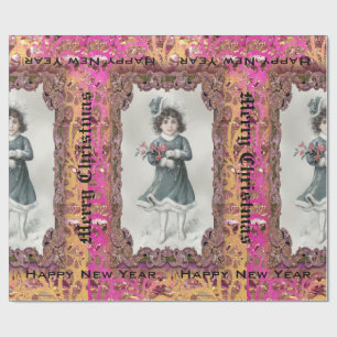 Schnee-glückliches Mädchen viktorianisches IV Geschenkpapier