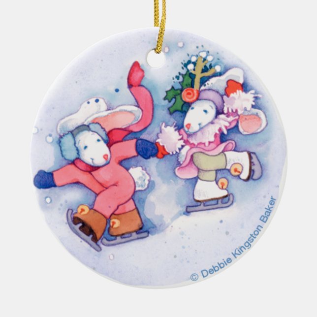 Schnee-Häschen Keramik Ornament (Vorne)