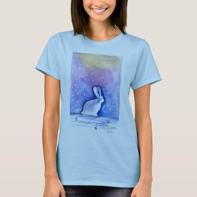 Schnee-Häschen-Spitze T-Shirt (Vorderseite)