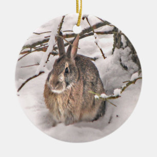 Schnee-Häschen-Weihnachtsverzierung Keramik Ornament
