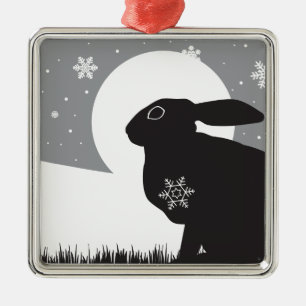 SCHNEE-HASEN ORNAMENT AUS METALL
