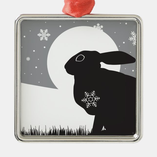 SCHNEE-HASEN ORNAMENT AUS METALL (Vorne)