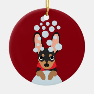 Schnee-Hundeminuten-Button Keramikornament