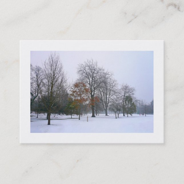 Schnee im Park, Mini-Foto Visitenkarte (Vorderseite)