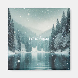 Schnee im Winter, Bergsee Magnet