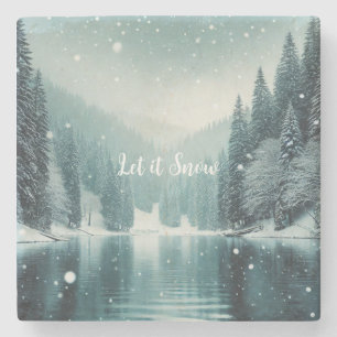 Schnee im Winter, Bergsee Steinuntersetzer