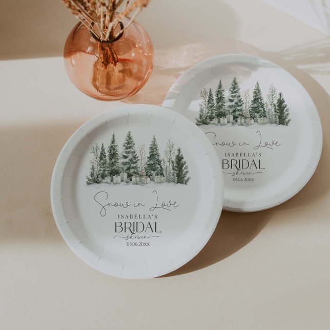 Schnee im Winter Brautparty der Liebe Pappteller (Von Creator hochgeladen)