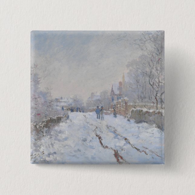 Schnee in Argenteuil (von Claude Monet) Button (Vorderseite)