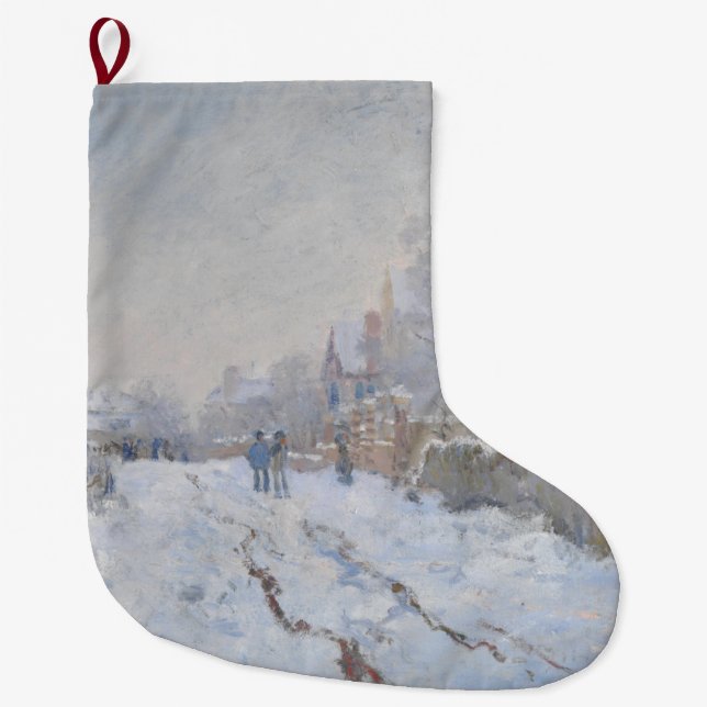 Schnee in Argenteuil (von Claude Monet) Großer Weihnachtsstrumpf (Vorderseite)