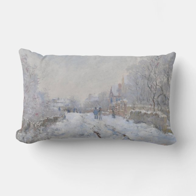 Schnee in Argenteuil (von Claude Monet) Lendenkissen (Vorderseite)