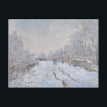 Schnee in Argenteuil (von Claude Monet) Postkarte<br><div class="desc">Dieses Design zeigt ein berühmtes Bild von einem Ölgemälde des französischen Impressionisten Claude Monet (1840-1926). Sein Titel ist "Snow at Argenteuil" (oder, im Original Französisch, "Rue sous la neige, Argenteuil"). Es ist das größte von nicht weniger als achtzehn Werken Monet bemalt von seiner Zuhause-Gemeinde Argenteuil, während es unter einer Decke...</div>