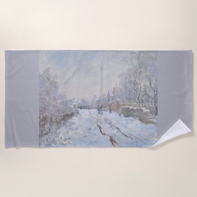 Schnee in Argenteuil (von Claude Monet) Strandtuch (Vorderseite)