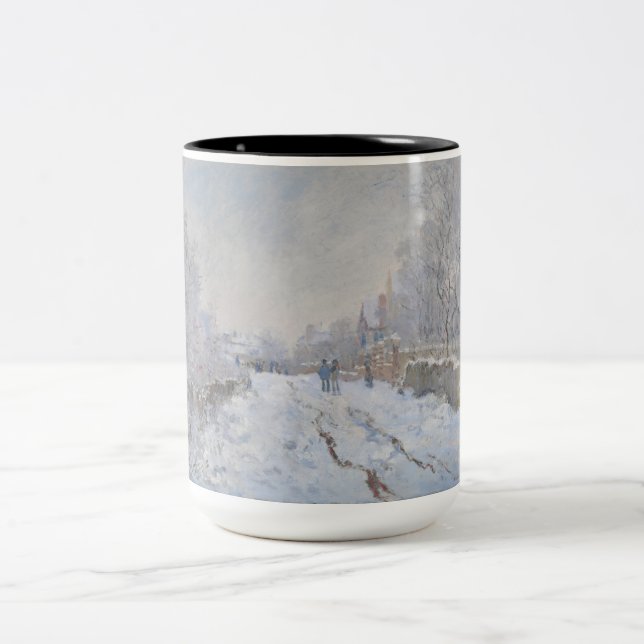 Schnee in Argenteuil (von Claude Monet) Zweifarbige Tasse (Mittel)