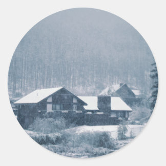 Schnee in Aspen-Aufklebern Runder Aufkleber