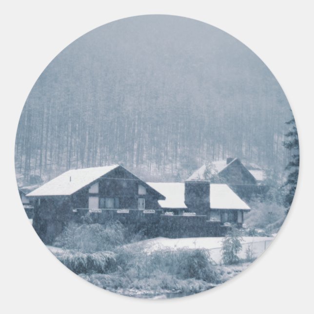 Schnee in Aspen-Aufklebern Runder Aufkleber (Vorderseite)