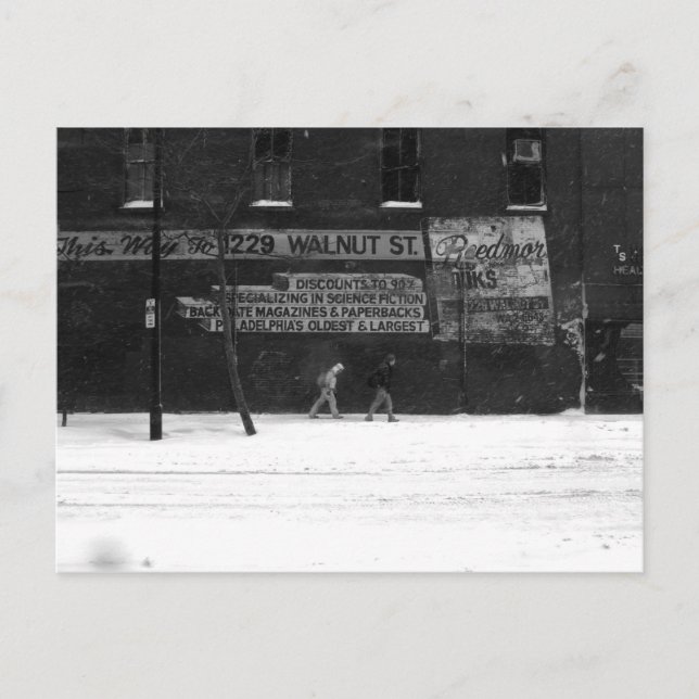 Schnee in der 11. Straße, Philadelphia. Postkarte (Vorderseite)