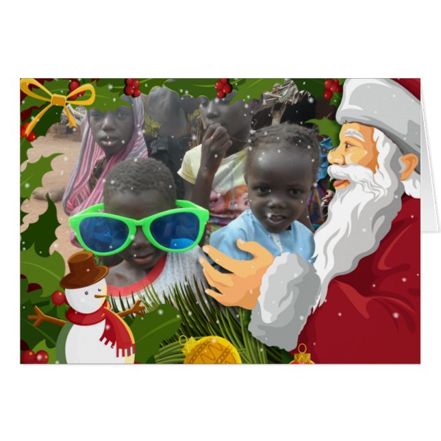 Schnee in der Afrika-Spaß Weihnachtskarte (Vorderseite (Horizontal))