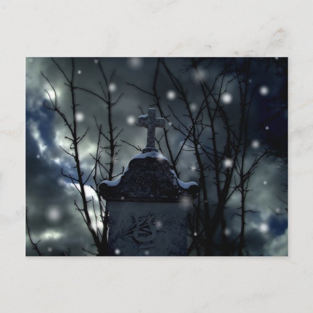 Schnee in der Friedhof Postkarte (Vorderseite)