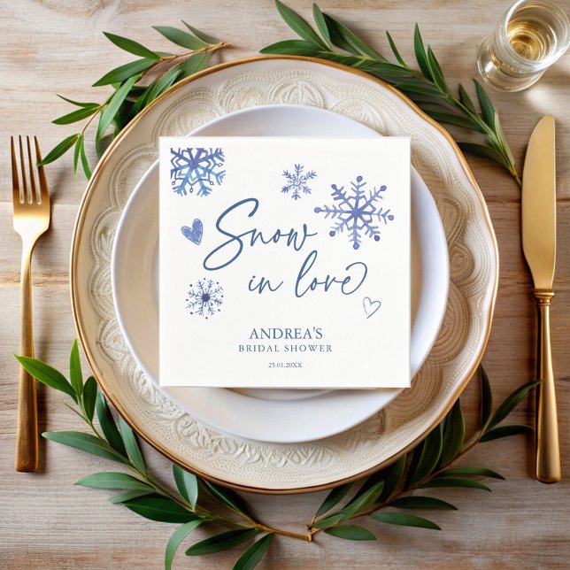 Schnee in der Liebe Schneeflocken Winter Brautpart Serviette (Von Creator hochgeladen)