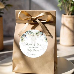 Schnee in der Liebe Schneeflocken Winterbaby Dusch Runder Aufkleber