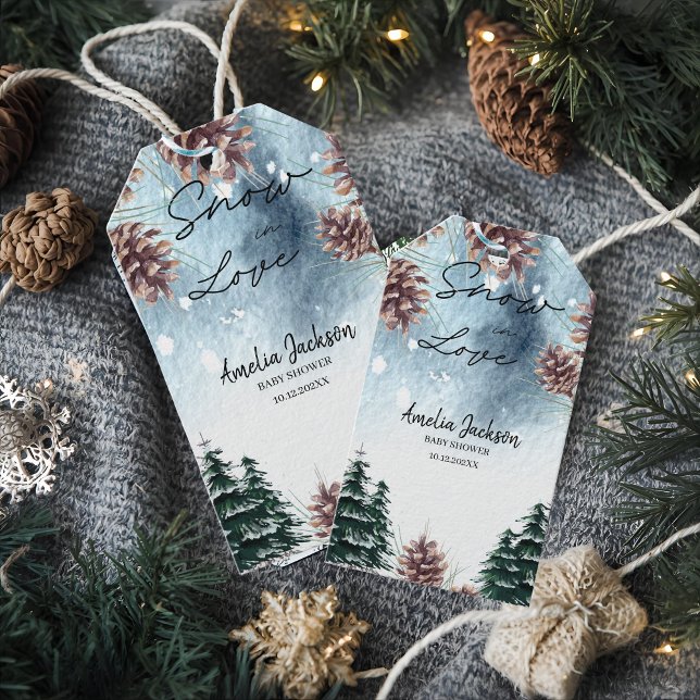 Schnee in der Liebe Schneekiefern Winter Brautpart Geschenkanhänger (Von Creator hochgeladen)