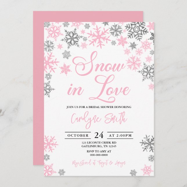 Schnee in der Liebe Weihnachtsdusche Einladung (Vorne/Hinten)