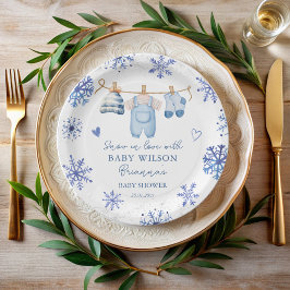 Schnee in der Liebe Winter Babydusche mit Monogram Pappteller