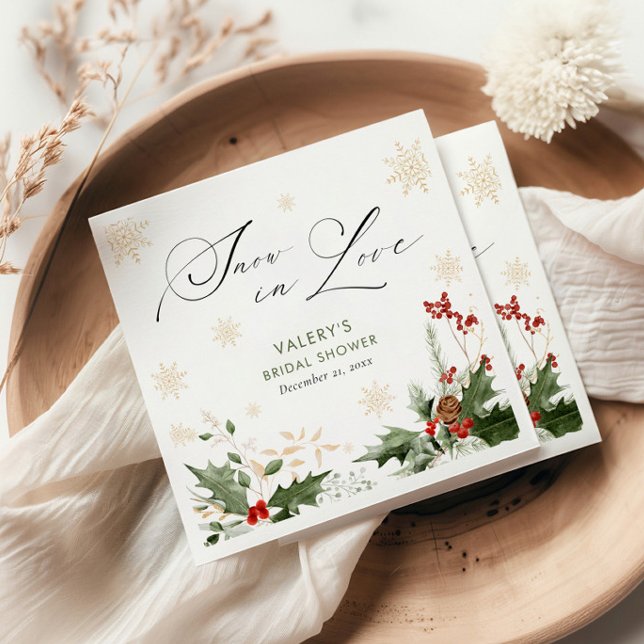 Schnee in der Liebe Winter Brautparty Serviette (Von Creator hochgeladen)