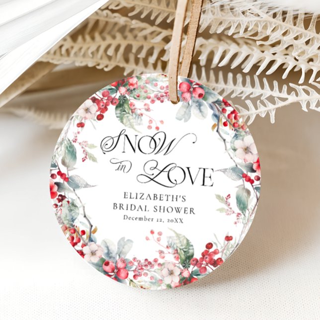 Schnee in der Liebe Winter florales Brautparty Vie Geschenkanhänger (Von Creator hochgeladen)