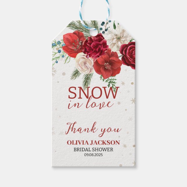 Schnee in der Liebe Winter Rustikales Schneeflocke Geschenkanhänger (Vorderseite)