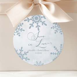 Schnee in der Liebe Winter Wunderland Brautparty Runder Aufkleber