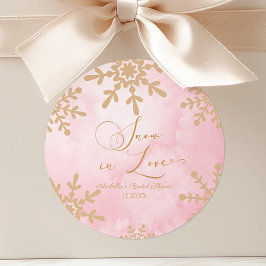 Schnee in der Liebe Winter Wunderland Brautparty Runder Aufkleber