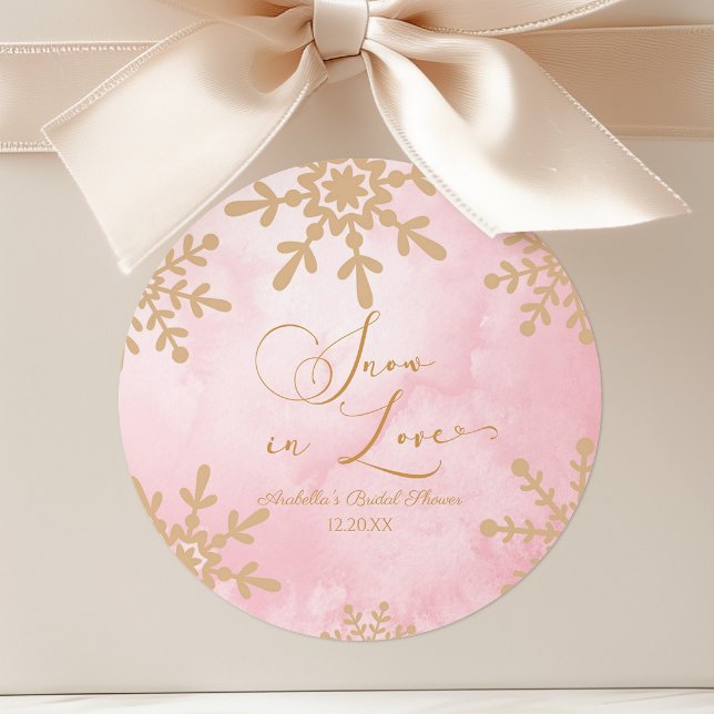 Schnee in der Liebe Winter Wunderland Brautparty Runder Aufkleber (Von Creator hochgeladen)