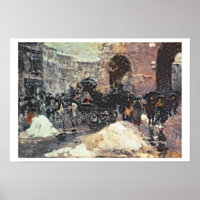 Schnee in der Stadt Poster (Vorne)