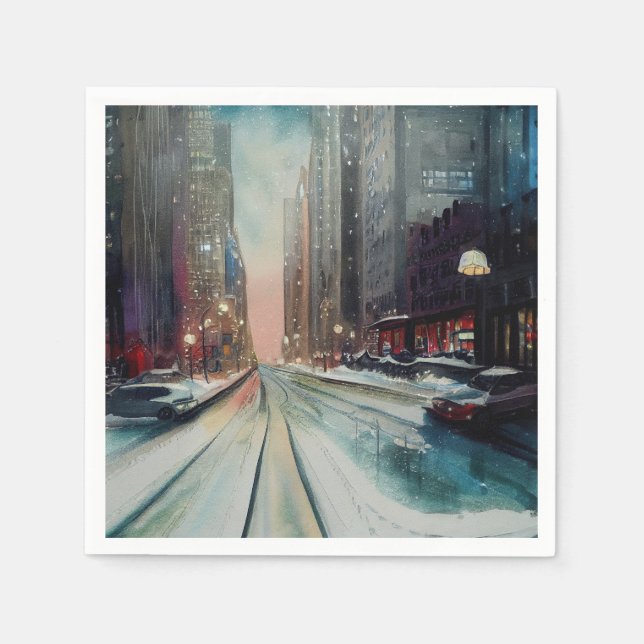 Schnee in der Stadt Serviette (Vorderseite)