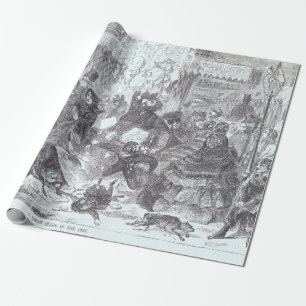 SCHNEE IN DER STADT Vintage Weihnachtsverpackungsp Geschenkpapier