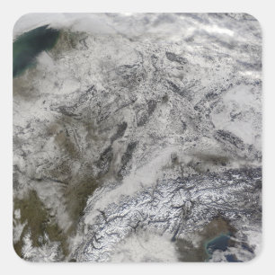 Schnee in Europa Quadratischer Aufkleber