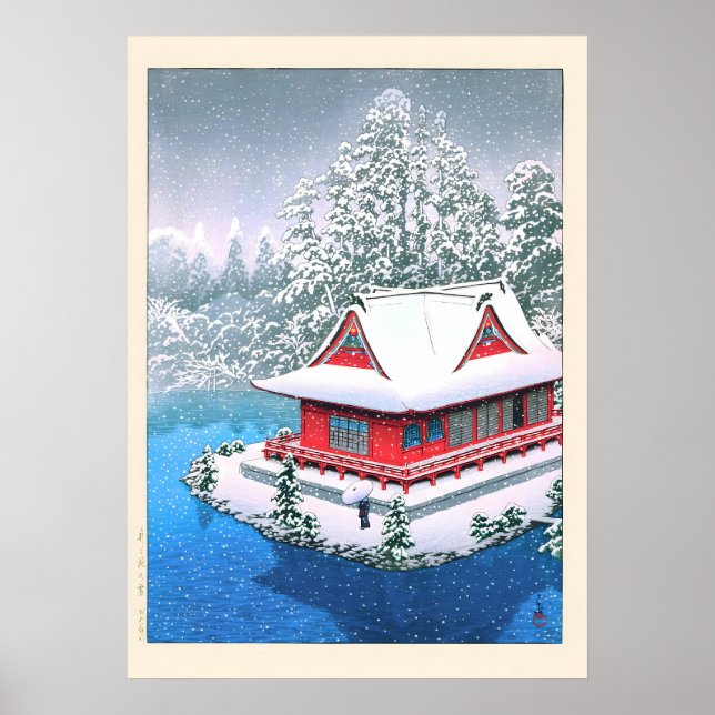 Schnee in Inokashira von Kawase Hasui Poster (Vorne)