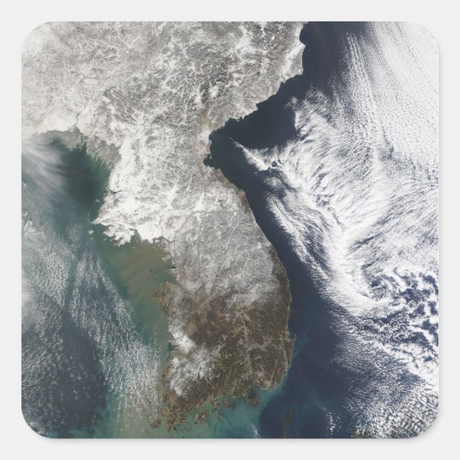Schnee in Korea Quadratischer Aufkleber (Vorderseite)