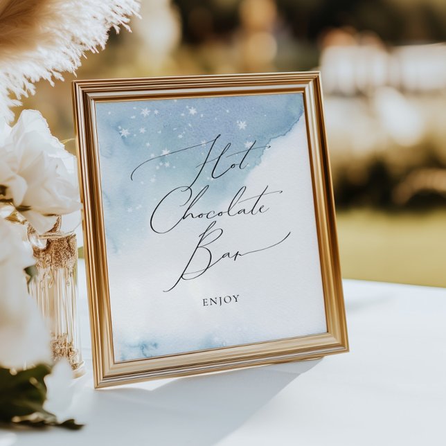 Schnee in Liebe Blue Brautparty Hot Chocolate Bar Poster (Von Creator hochgeladen)