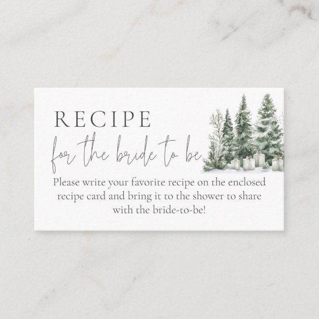 Schnee in Liebe Duschrei Rezept für die Braut zu s Begleitkarte (Vorderseite)