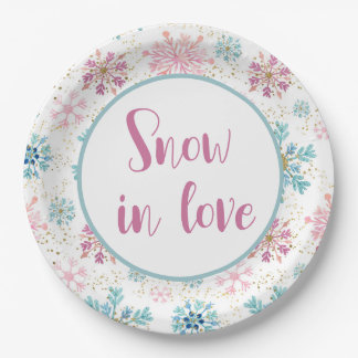 Schnee in Liebe Papier Teller, Schneeflocken Pappteller