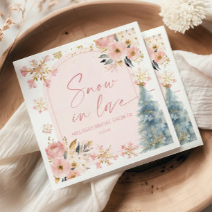 Schnee in Liebe Rosa Schneeflocke Winter Brautpart Serviette