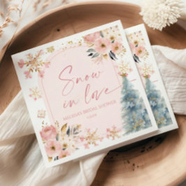 Schnee in Liebe Rosa Schneeflocken Winter Brautpar Serviette