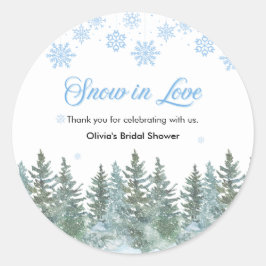 Schnee in Liebe Schneeflocken Brautparty Dankeschö Runder Aufkleber